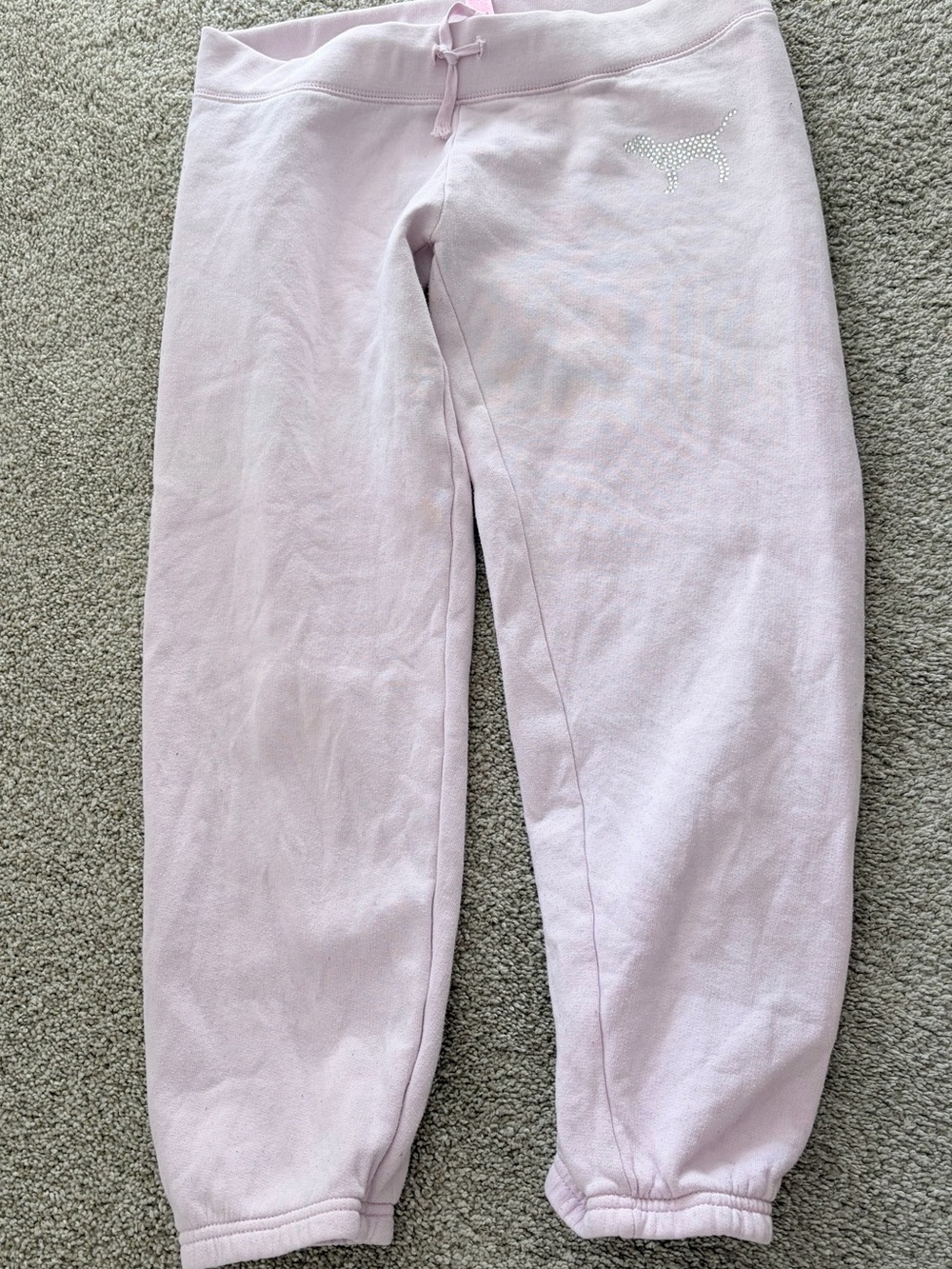 PINK Victoria's Secret Light Pink Rhinestone Dog Jogger Sweatpants
